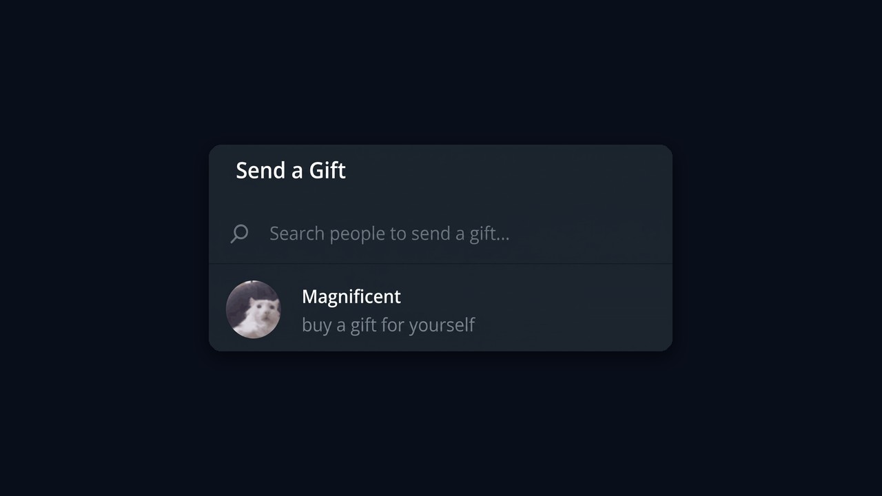 How to buy a Telegram gift for yourself: Send a Gift, then buy a gift for yourself