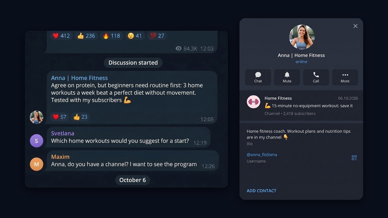 A comment in another channel brings subscribers: example
