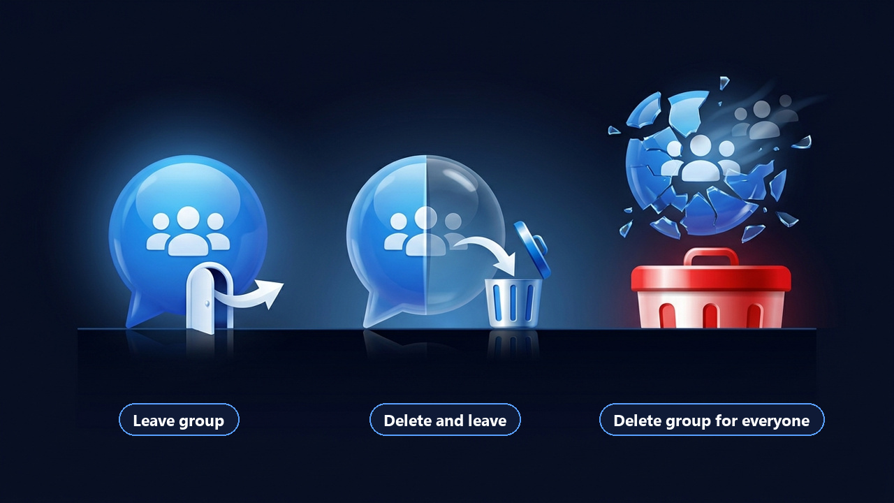Delete a Telegram group, delete and leave, or just leave: the difference
