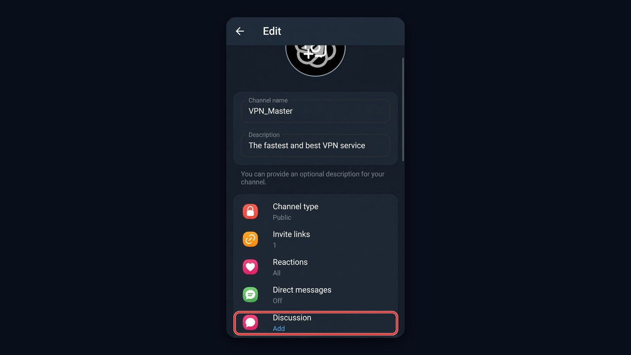 Enable Telegram channel comments: the Discussion section in settings