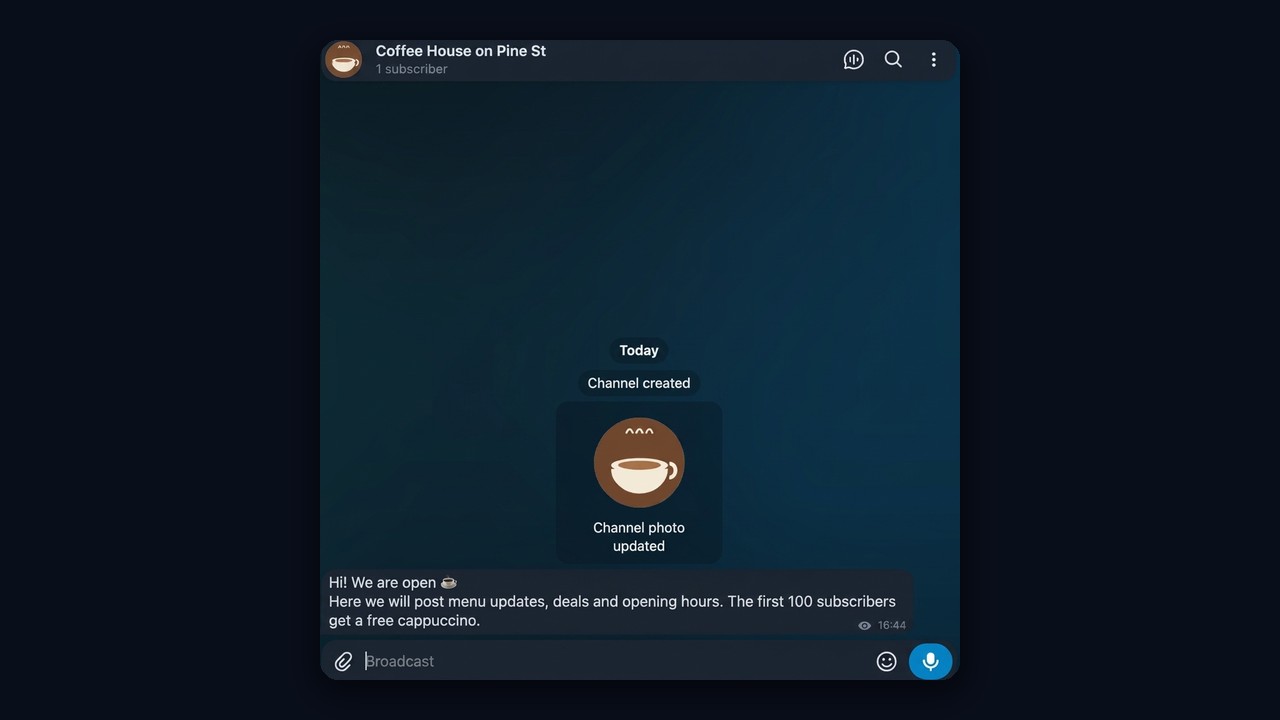 First post in a new Telegram channel