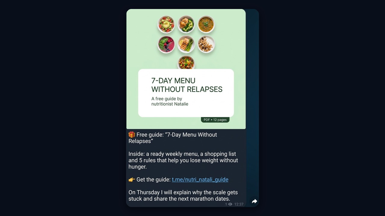 A free guide post in a health Telegram channel