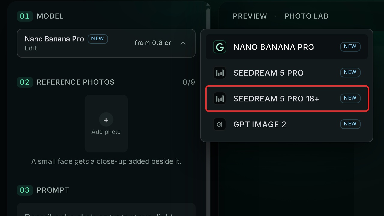NSFW creatives in GenTrend: the Seedream 5 Pro 18+ photo model