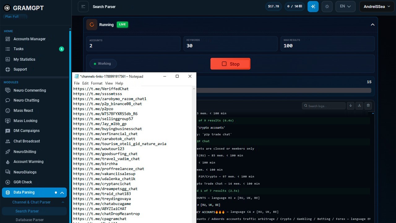 GramGPT channel parser: collecting candidates before you buy a Telegram channel