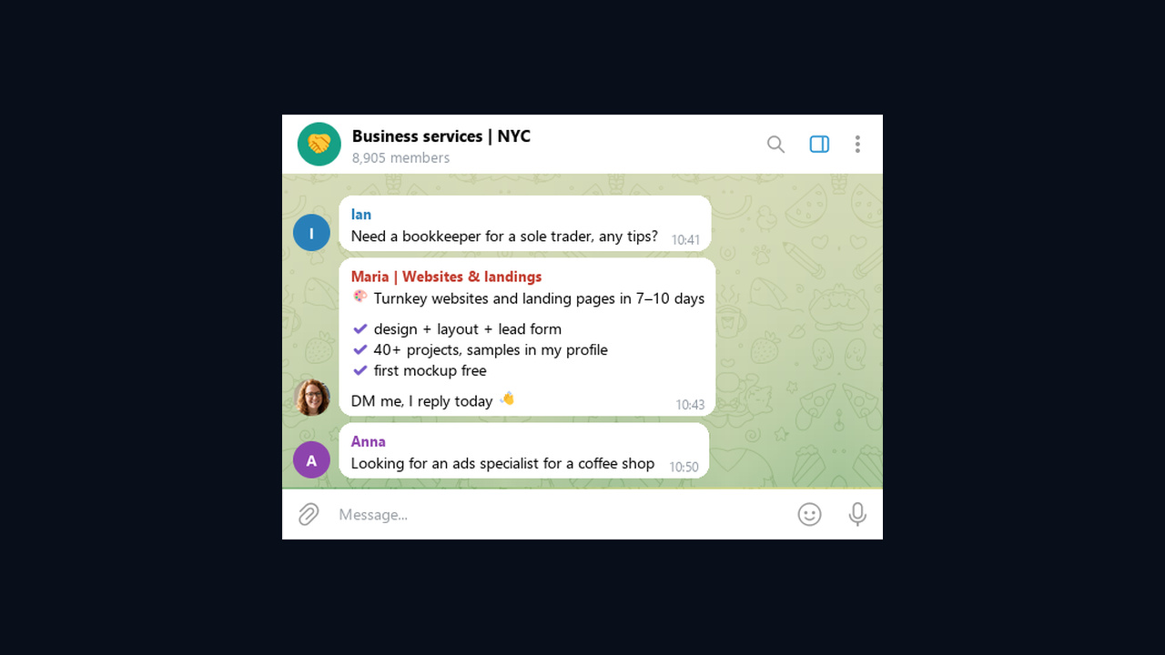 Chat campaign in practice: a service offer in a business chat