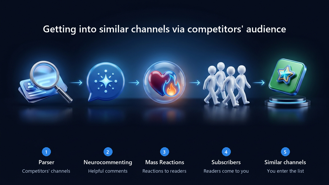 How to get into Telegram similar channels: parser, Neurocommenting, Mass Reactions