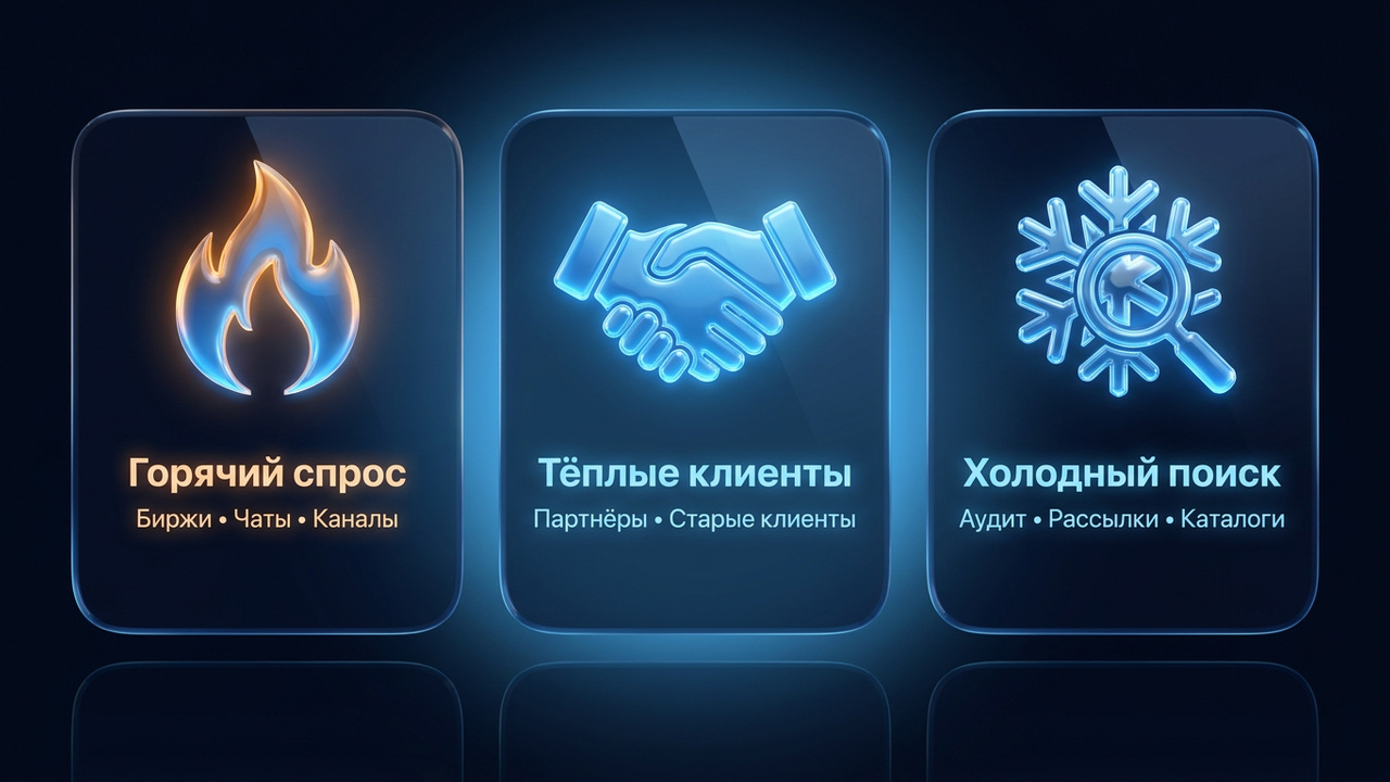 Как найти клиентов на создание сайтов: горячий спрос, партнёры и холодный поиск