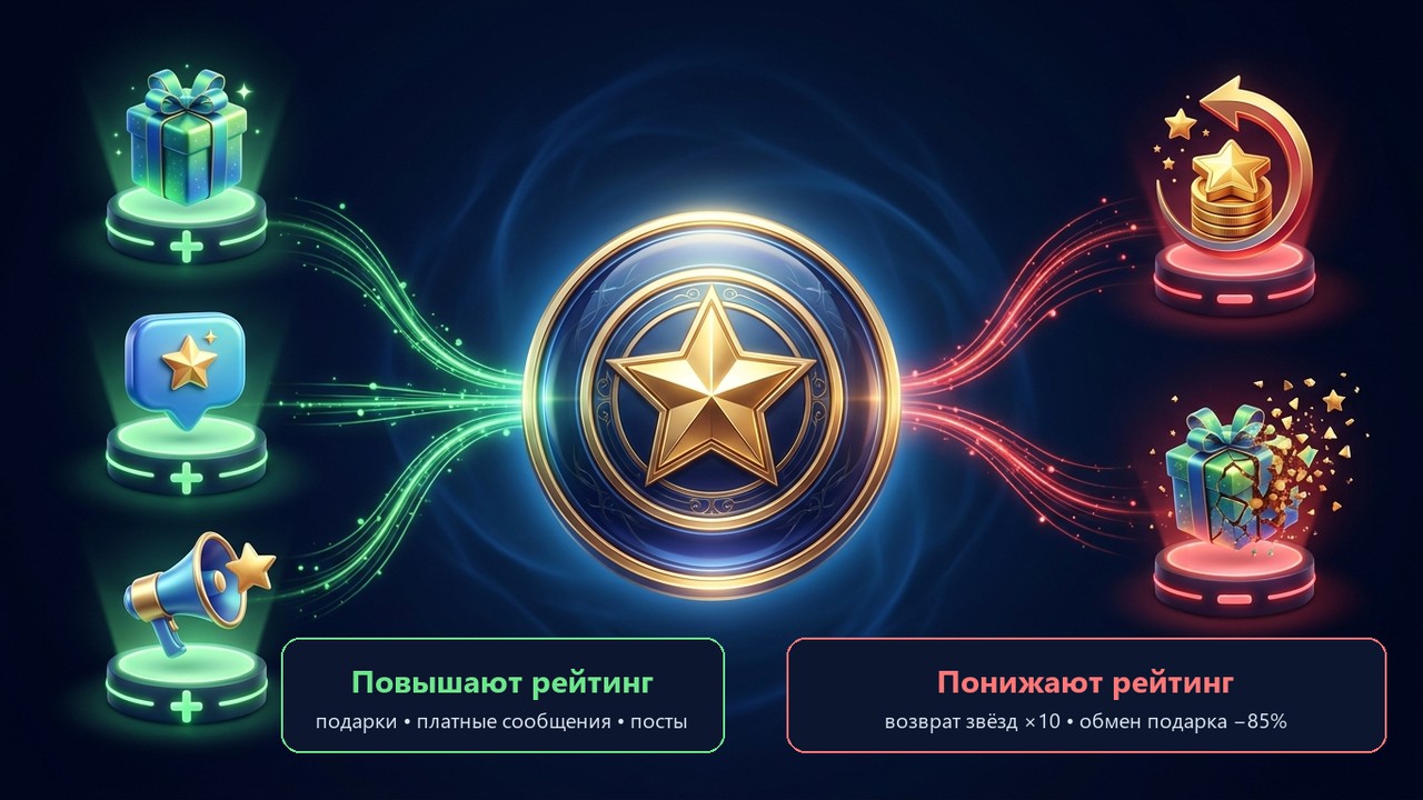 Как считается рейтинг в тг: что повышает и что понижает баллы