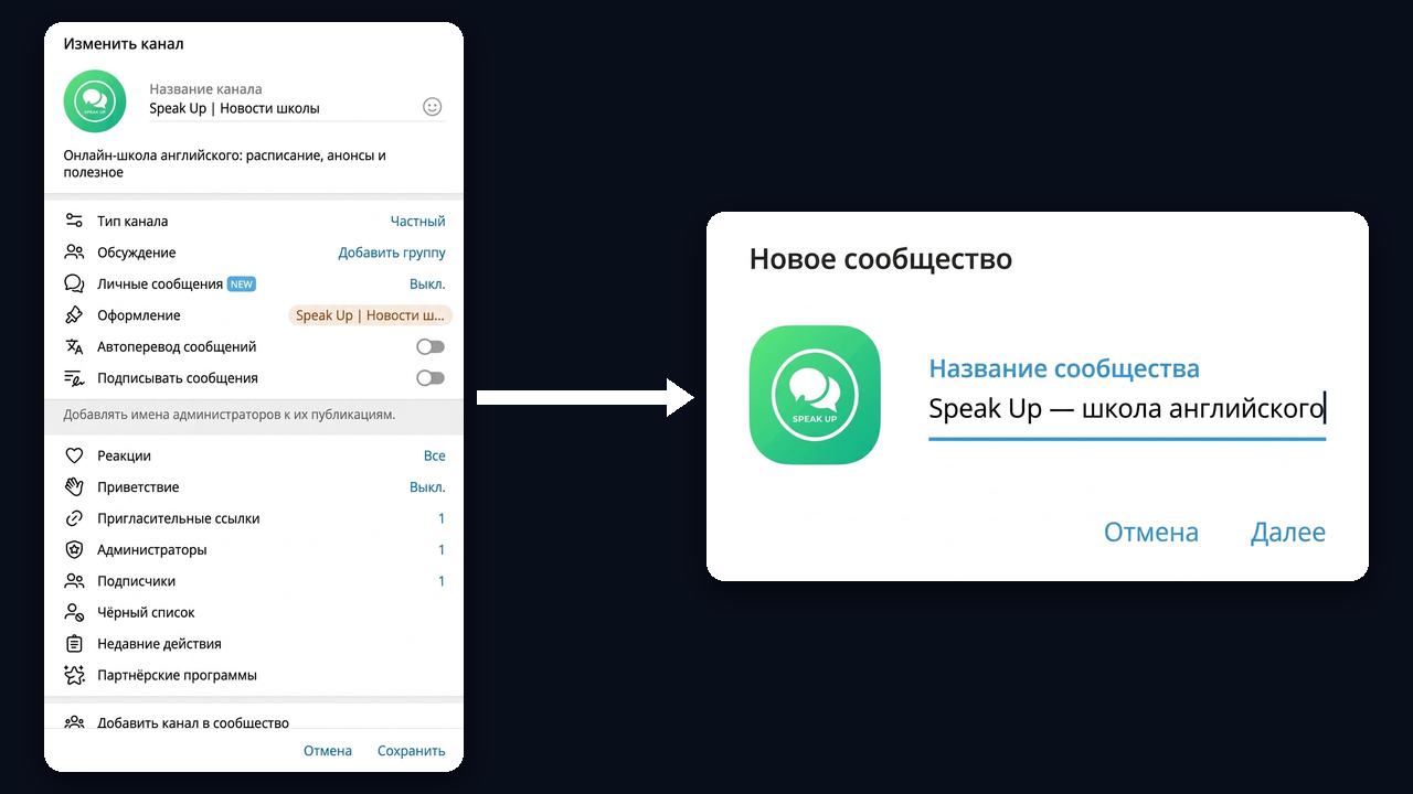 Как создать сообщество в тг из настроек канала
