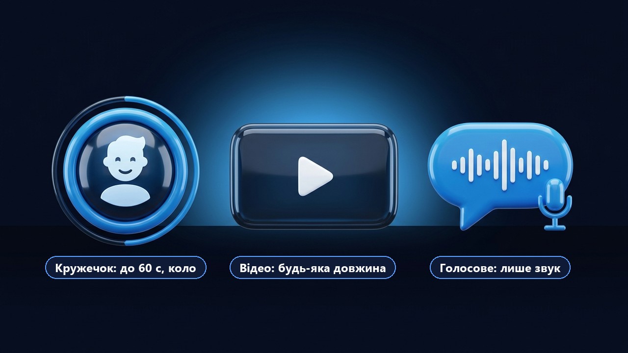 Кружечок в телеграм, звичайне відео та голосове: чим відрізняються