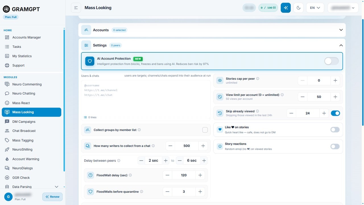 GramGPT Mass Looking: viewing Telegram stories at scale