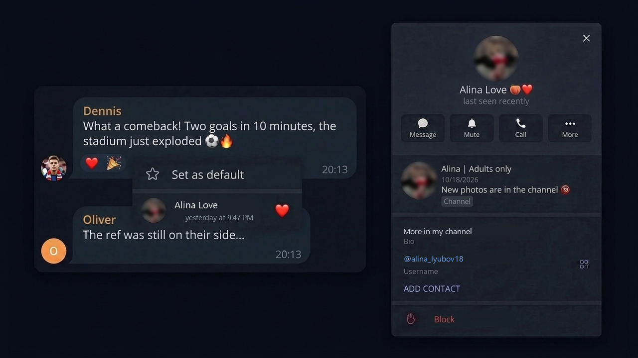 Mass reactions in practice: a reaction in a fan chat and the profile with a channel