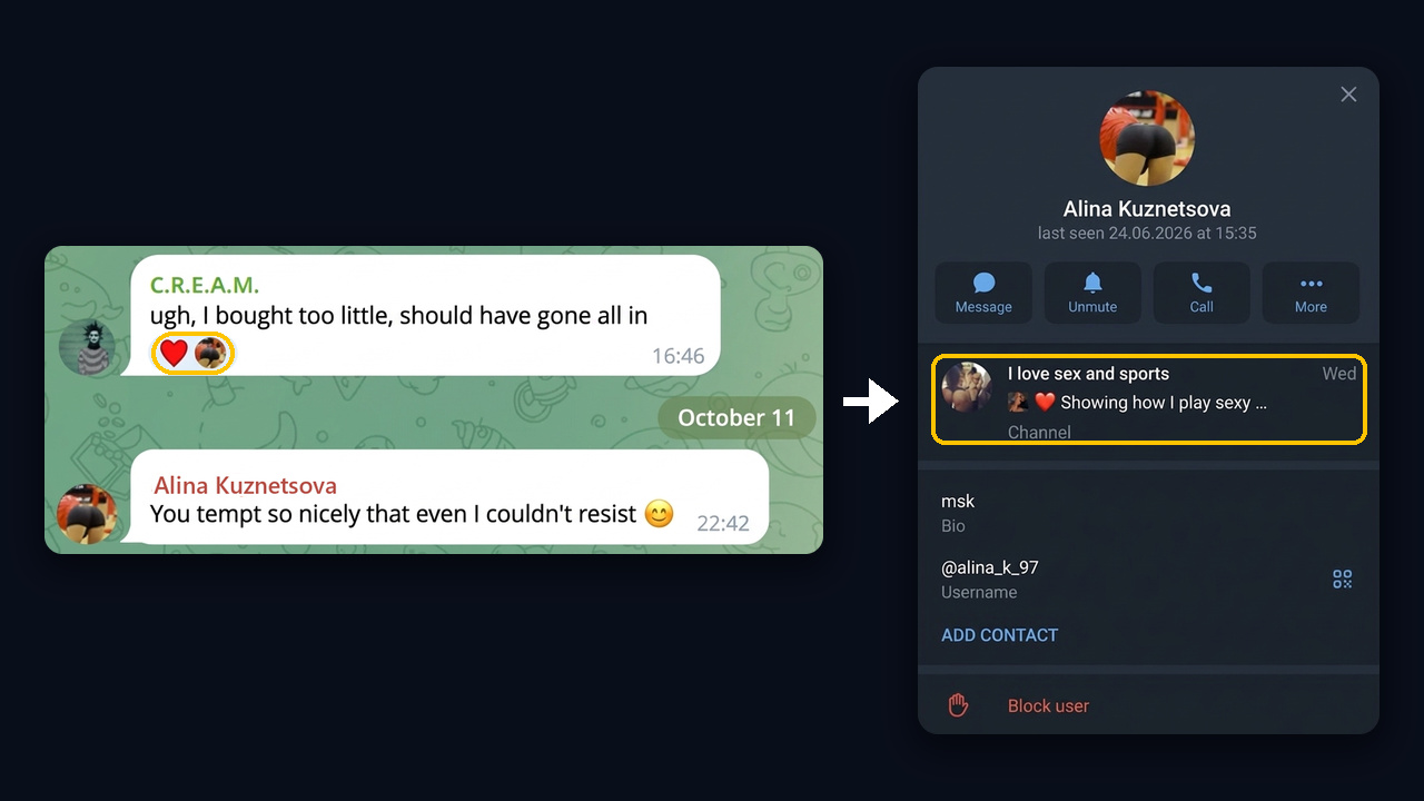 Mass Reactions: a like on a reader's comment leads to a profile with a bridge channel