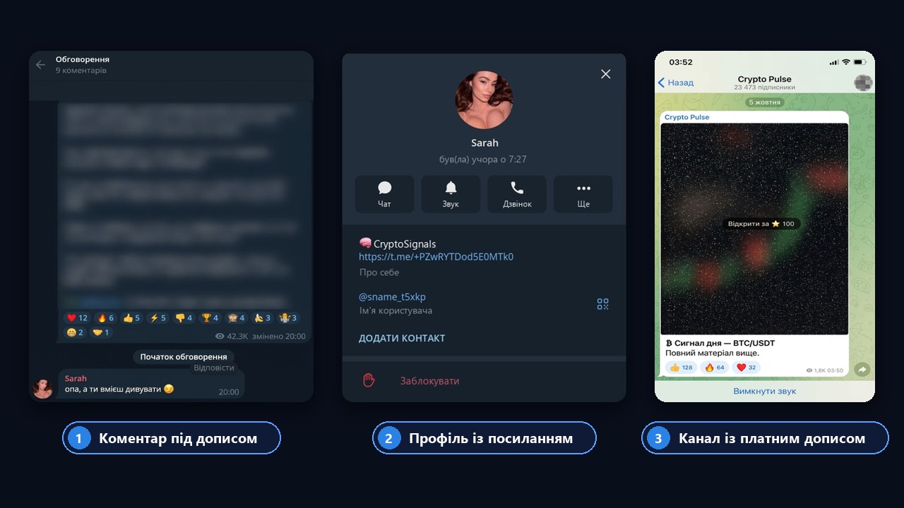 Як нейрокоментинг приводить читачів: коментар, профіль із посиланням і канал із платним дописом