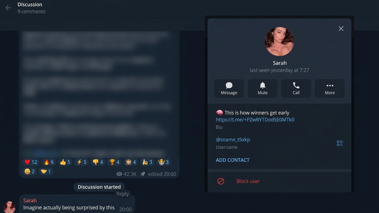 A comment under a post and a channel link in the profile: how Neuro Commenting brings Telegram subscribers
