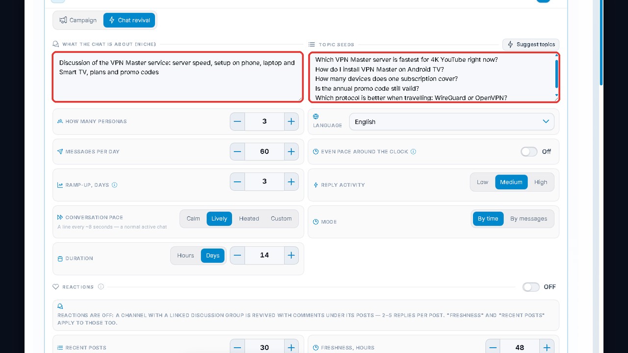 GramGPT Neuro Shilling: Chat revival mode and comments under posts