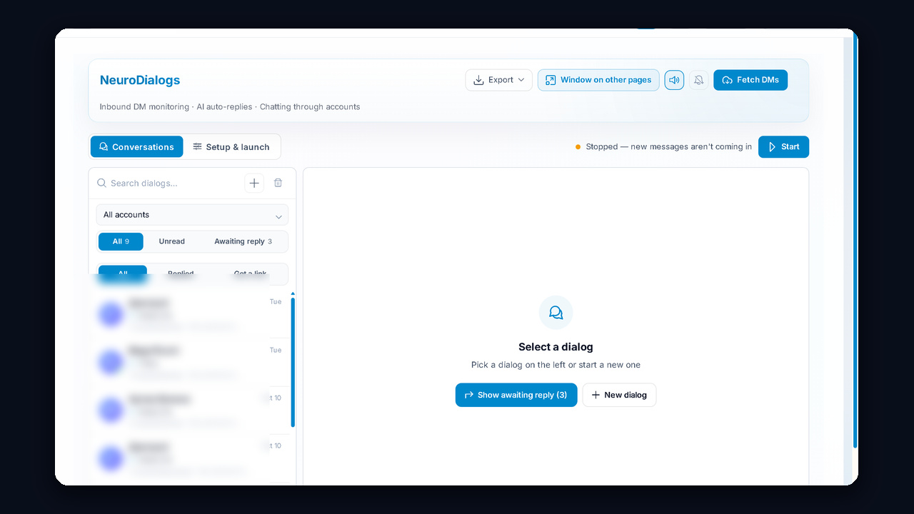 NeuroDialogs: AI auto responder for inbound messages after Telegram promotion