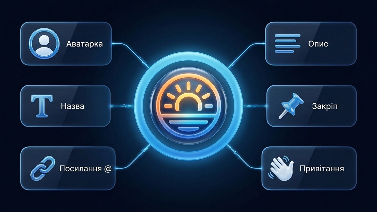 Оформлення тг каналу: аватарка, назва, посилання, опис, закріп і привітання
