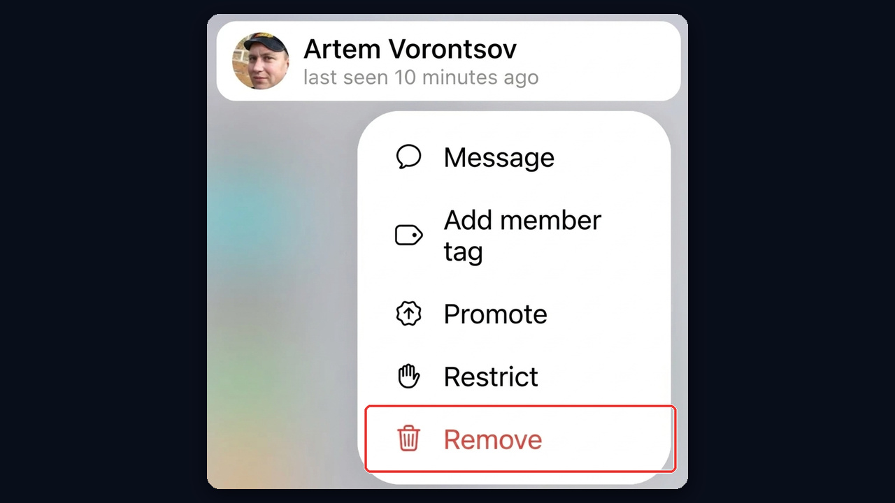 Cleaning up group members: Remove and Restrict in the member menu