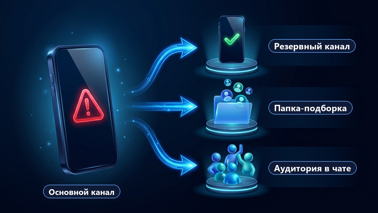 План на случай, если тг канал недоступен: резервный канал, папка и чат