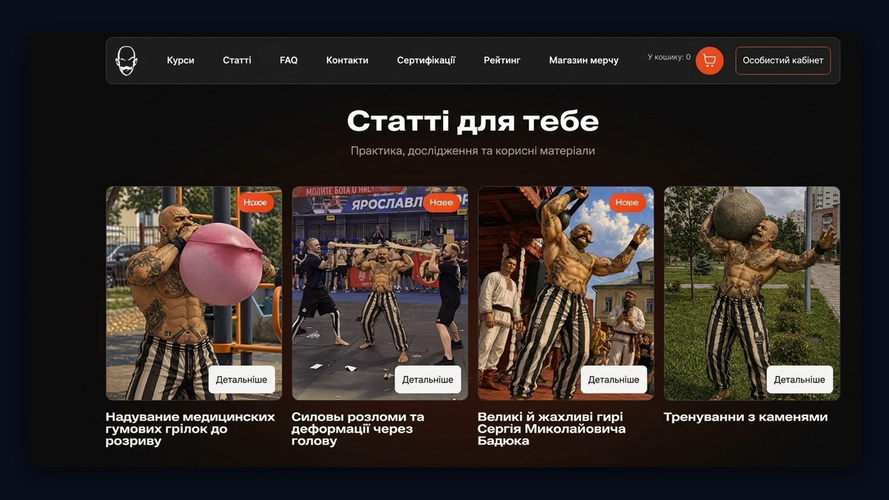 Сайт спортсмена: розділ статей приводить клієнтів тренеру з пошуку