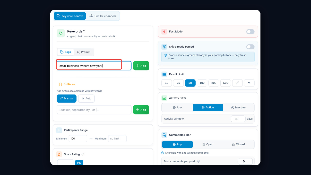 Search Parser: small business owner chats to find legal clients