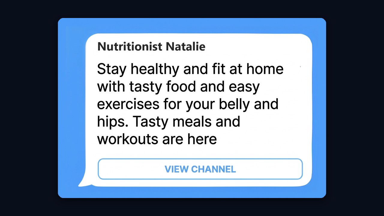 A Telegram Ads message for a health Telegram channel