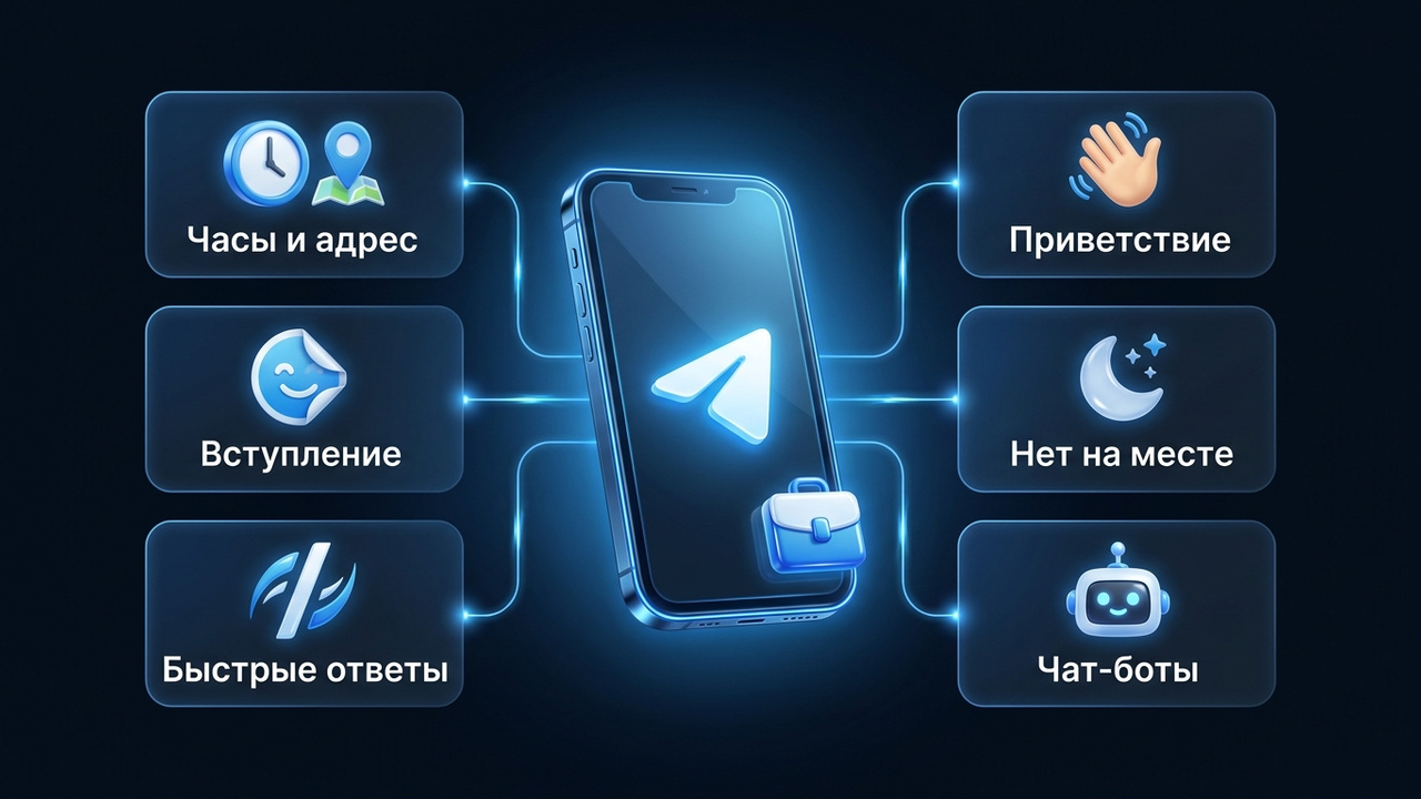 Телеграм Бизнес: часы работы, адрес, быстрые ответы, приветствие, автоответ и чат-боты