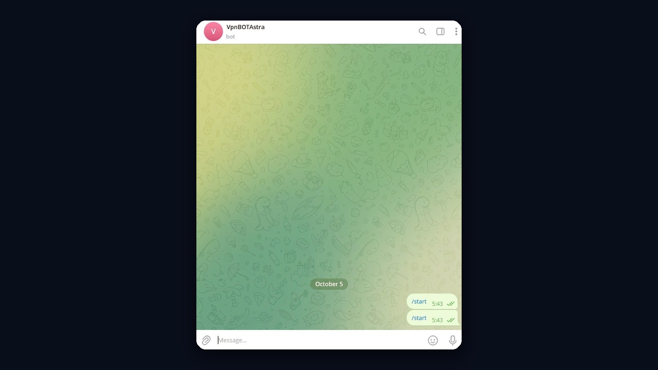 A Telegram bot not responding to /start