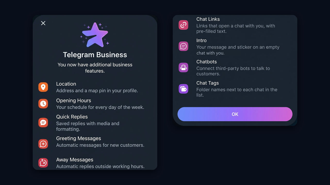 Telegram Business section in Telegram settings