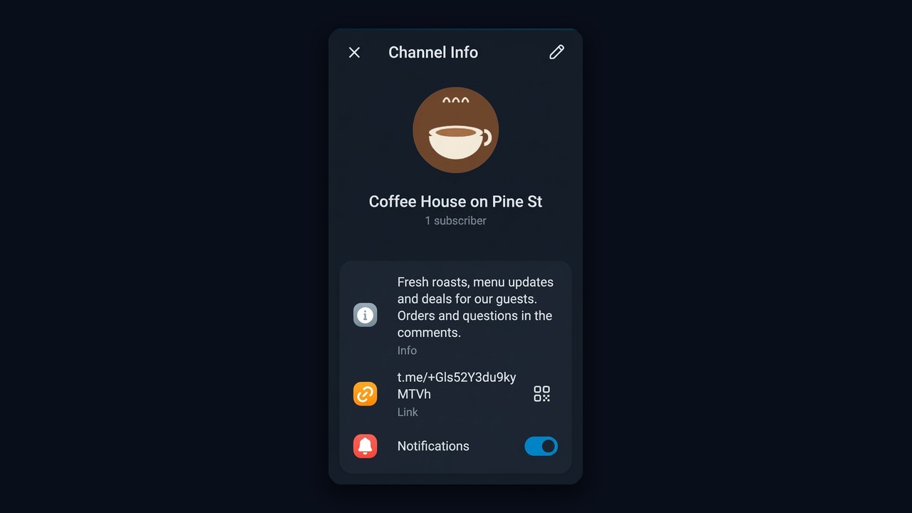 Telegram channel invite link for the first subscribers