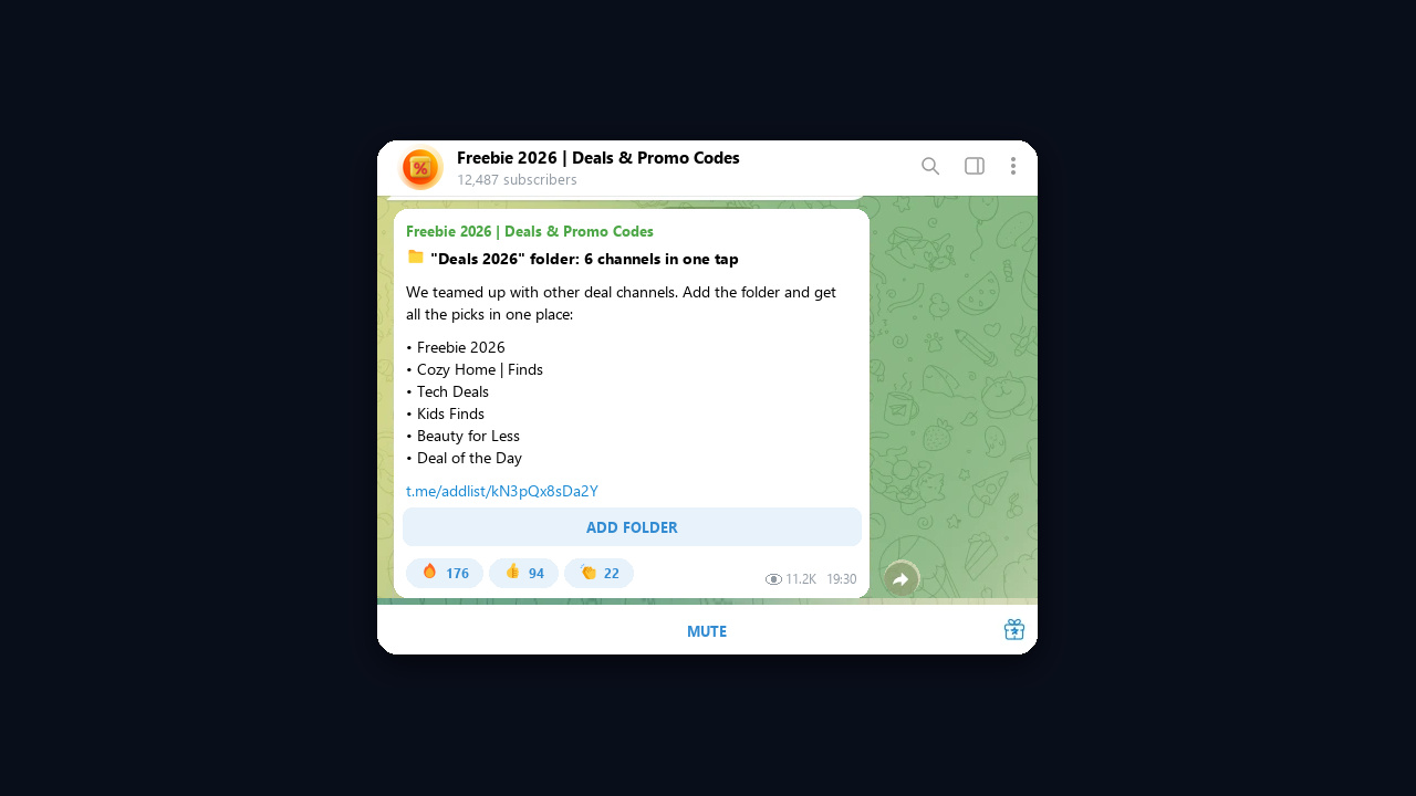 Cross-promotion via a shared folder of deal channels: a post with an addlist link
