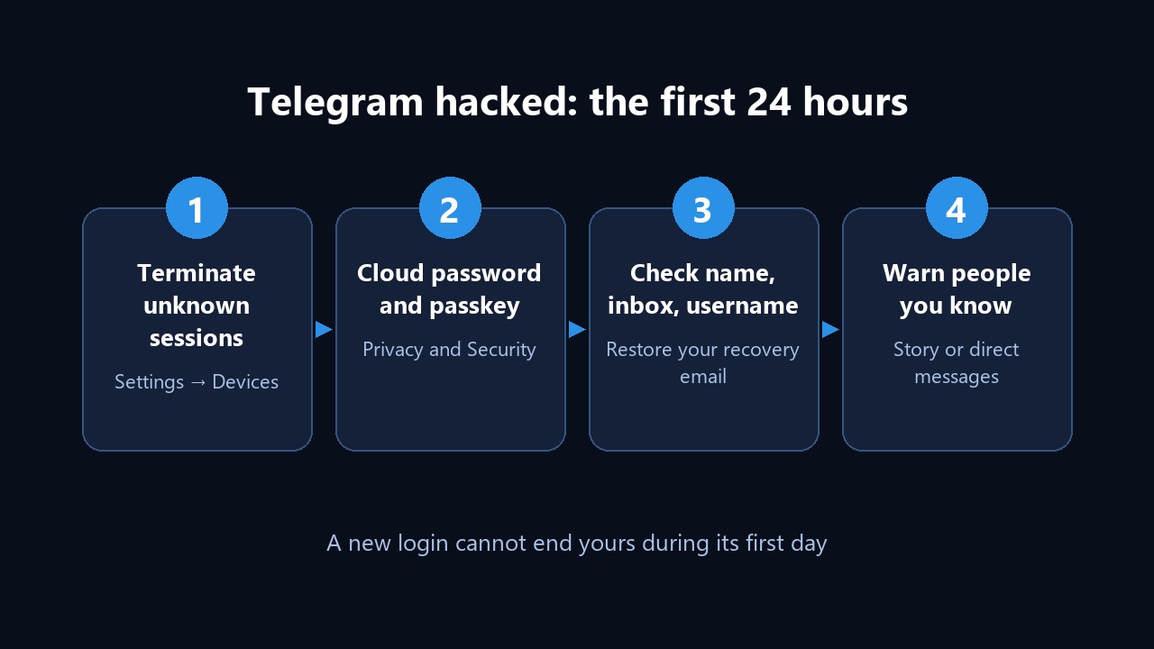 Telegram hacked: what to do in the first 24 hours
