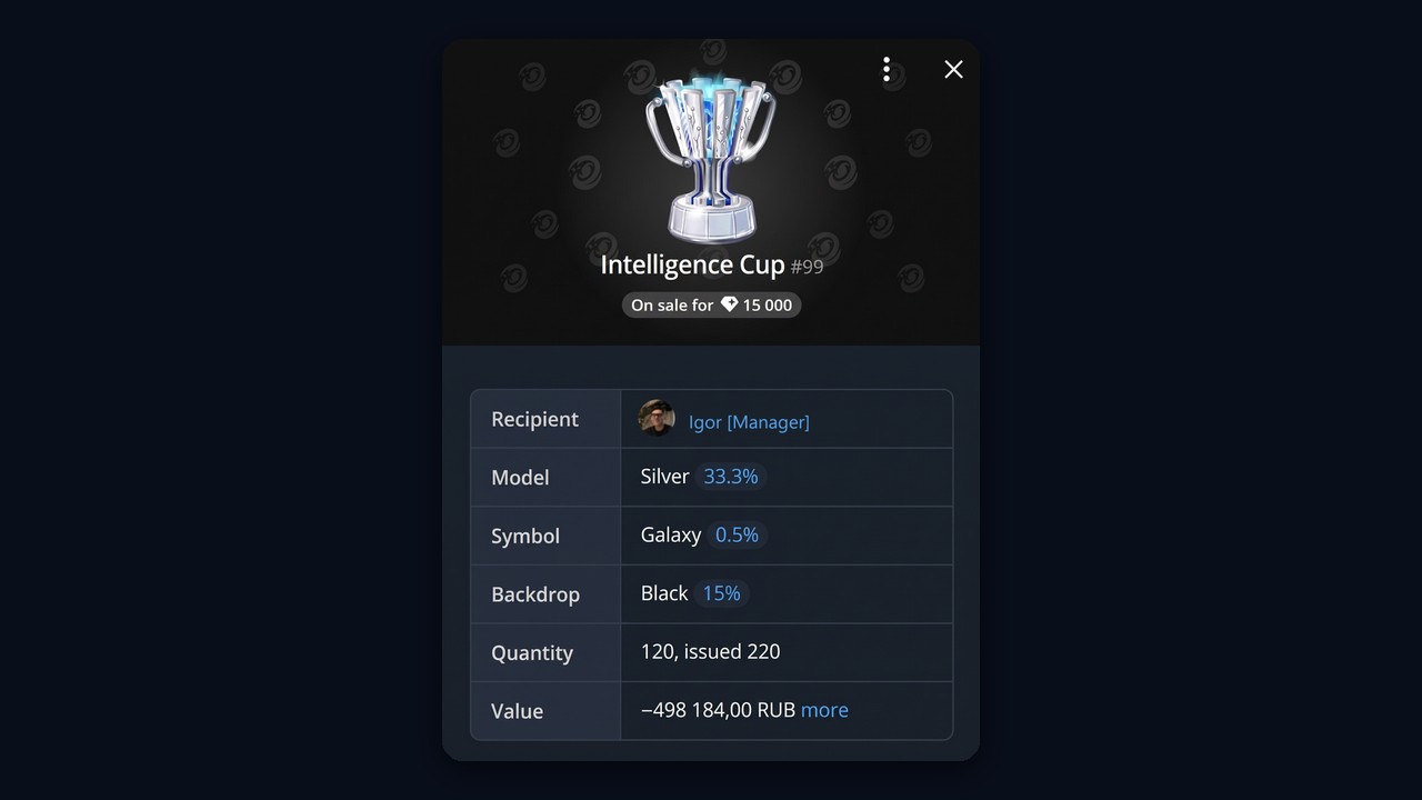 Telegram NFT gift: model, backdrop, symbol and value of a collectible
