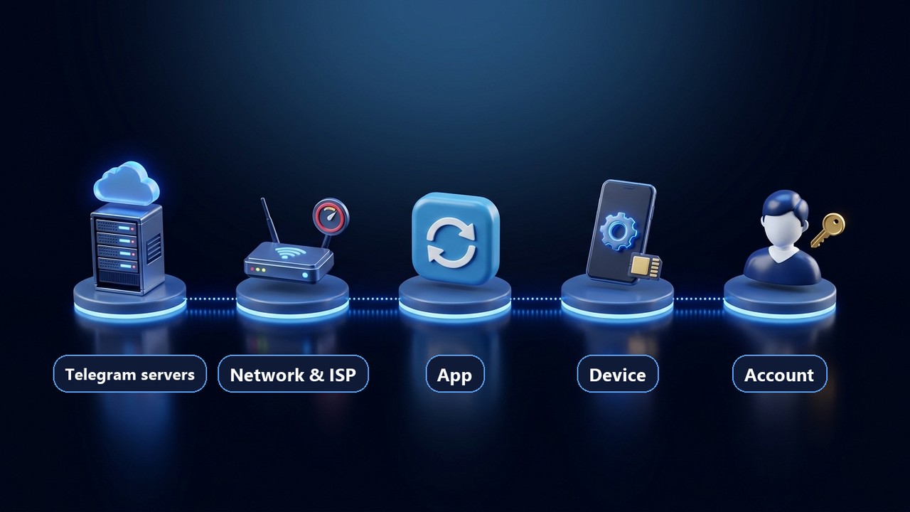 Telegram not working: where to look — servers, network, app, device, account