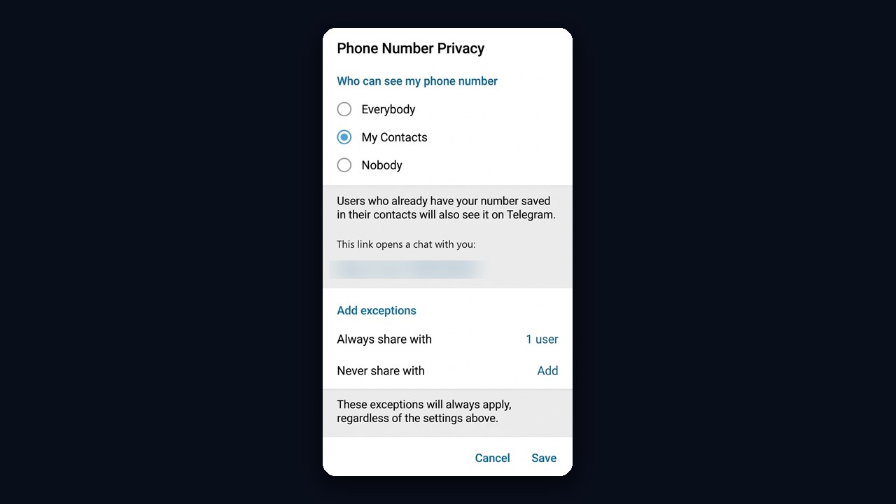 Phone number privacy in Telegram: who can see my phone number