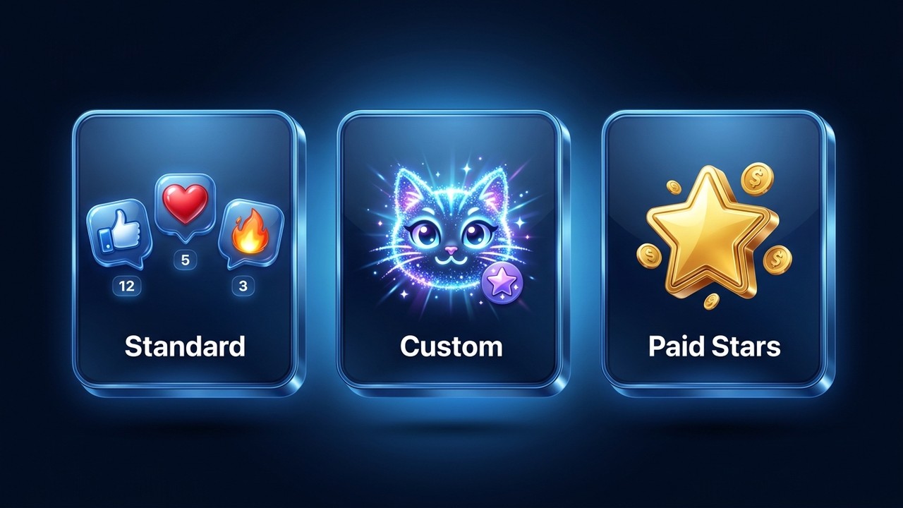 Telegram reactions: standard, custom emoji and paid Star reactions