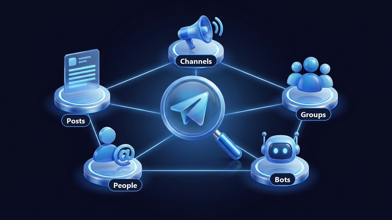 Telegram search: channels, groups, bots, people and posts