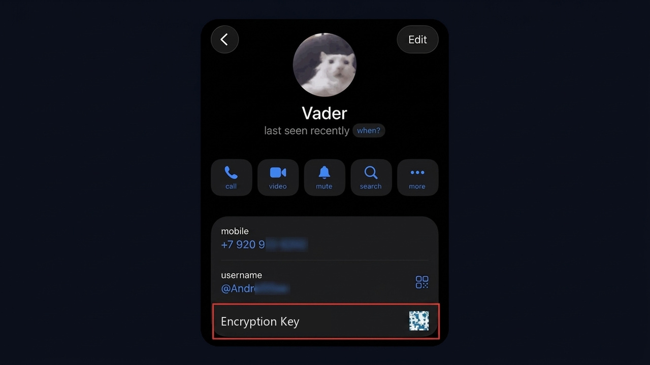 Encryption key of a Telegram secret chat