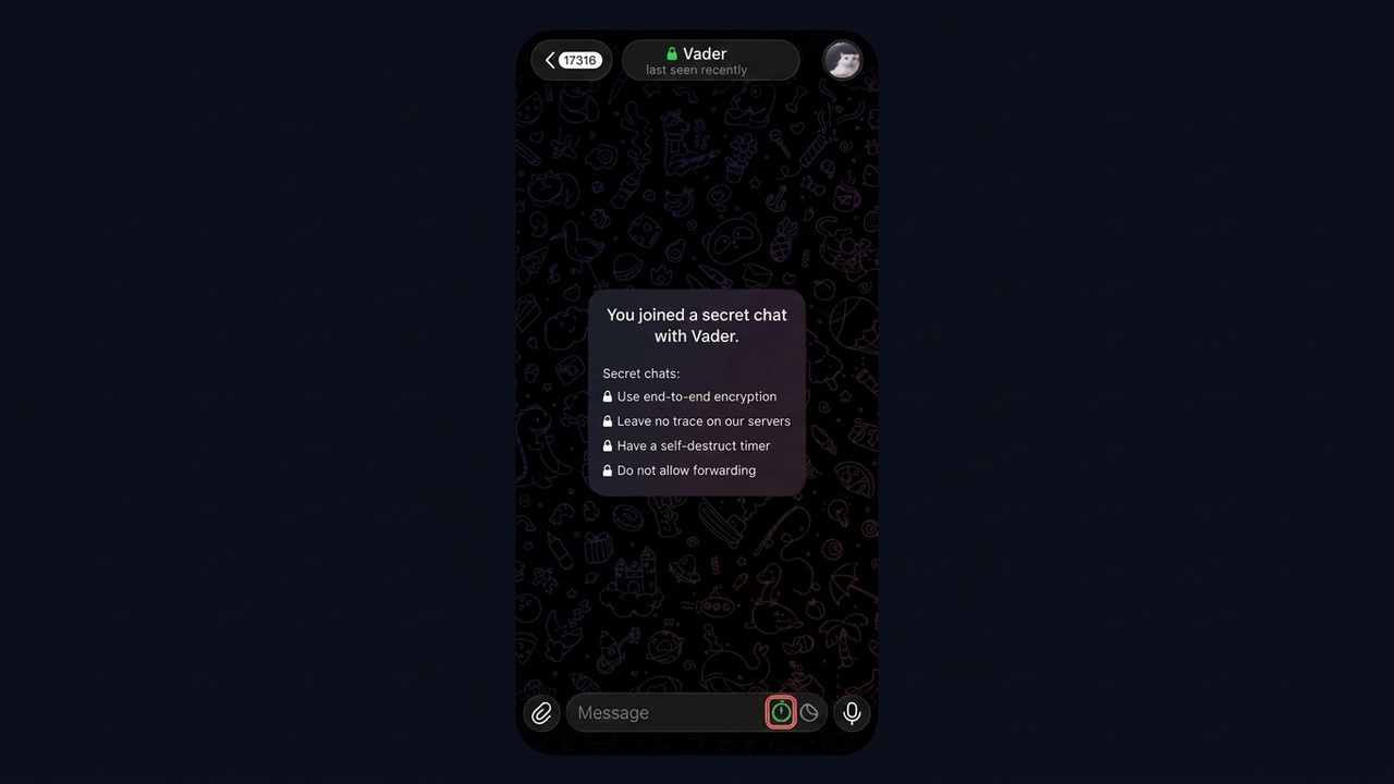 Self-destruct timer in a Telegram secret chat