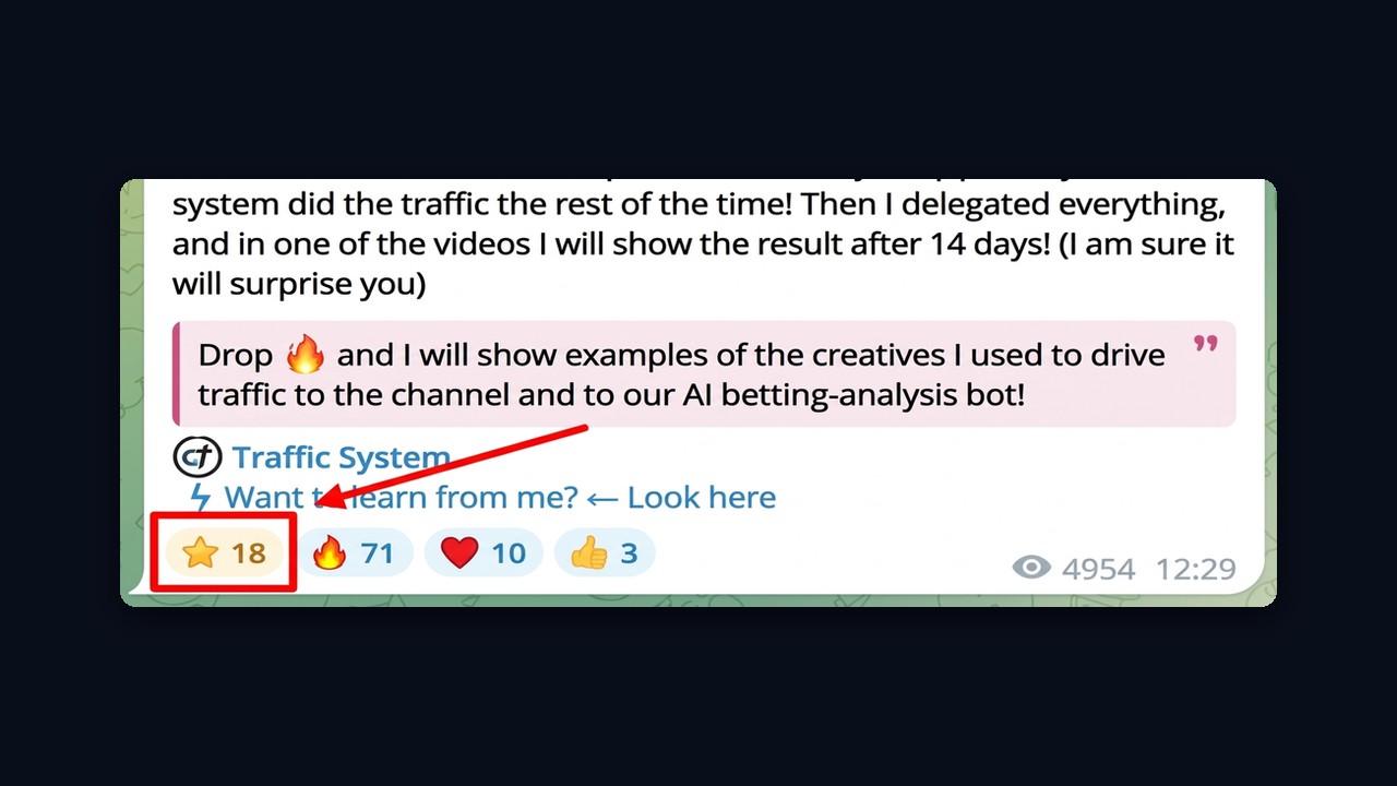 A star reaction under a Telegram post