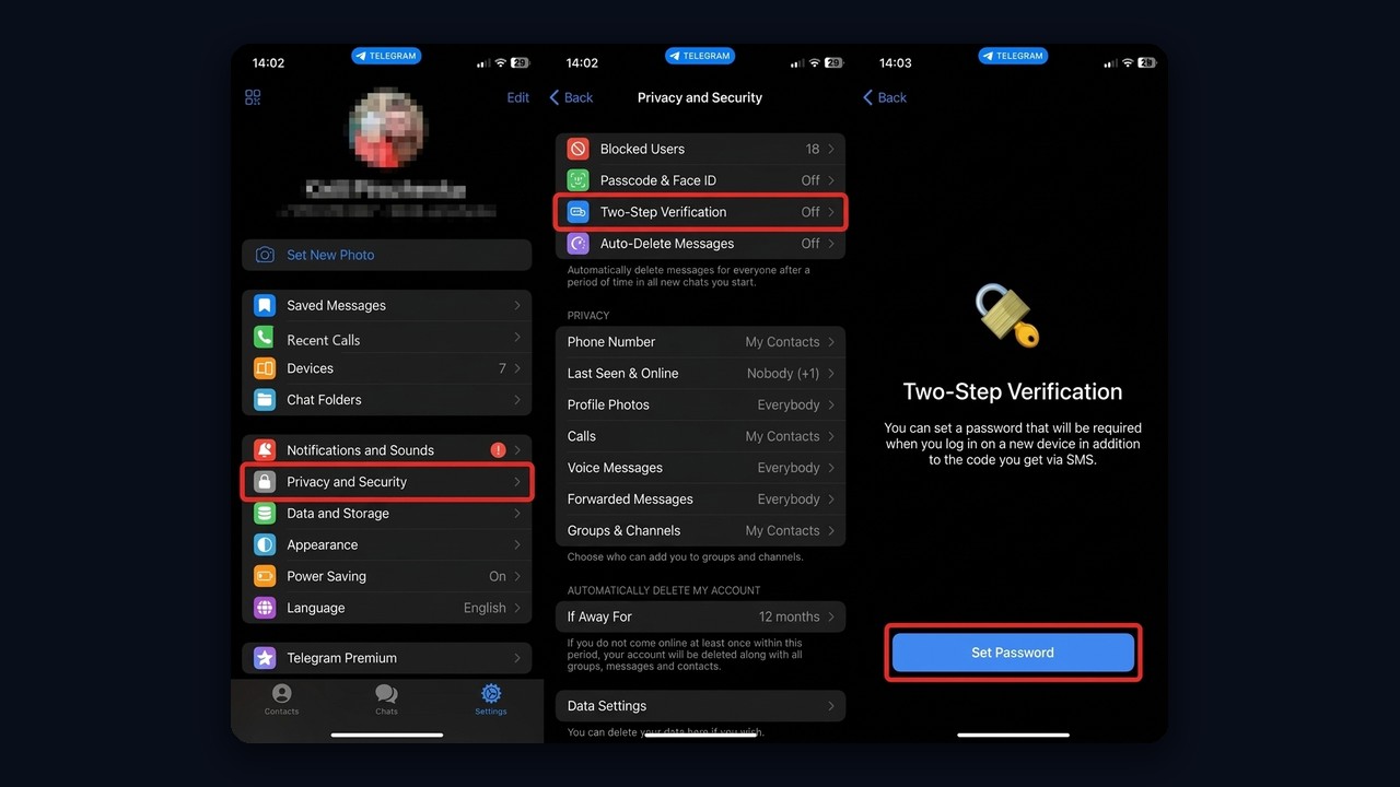 Telegram two-step verification: required to transfer channel ownership