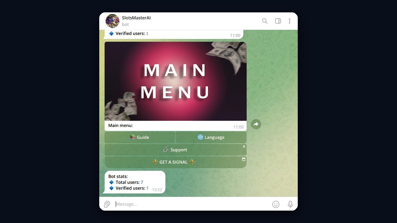 Traffic to a bot: a gambling signal bot example