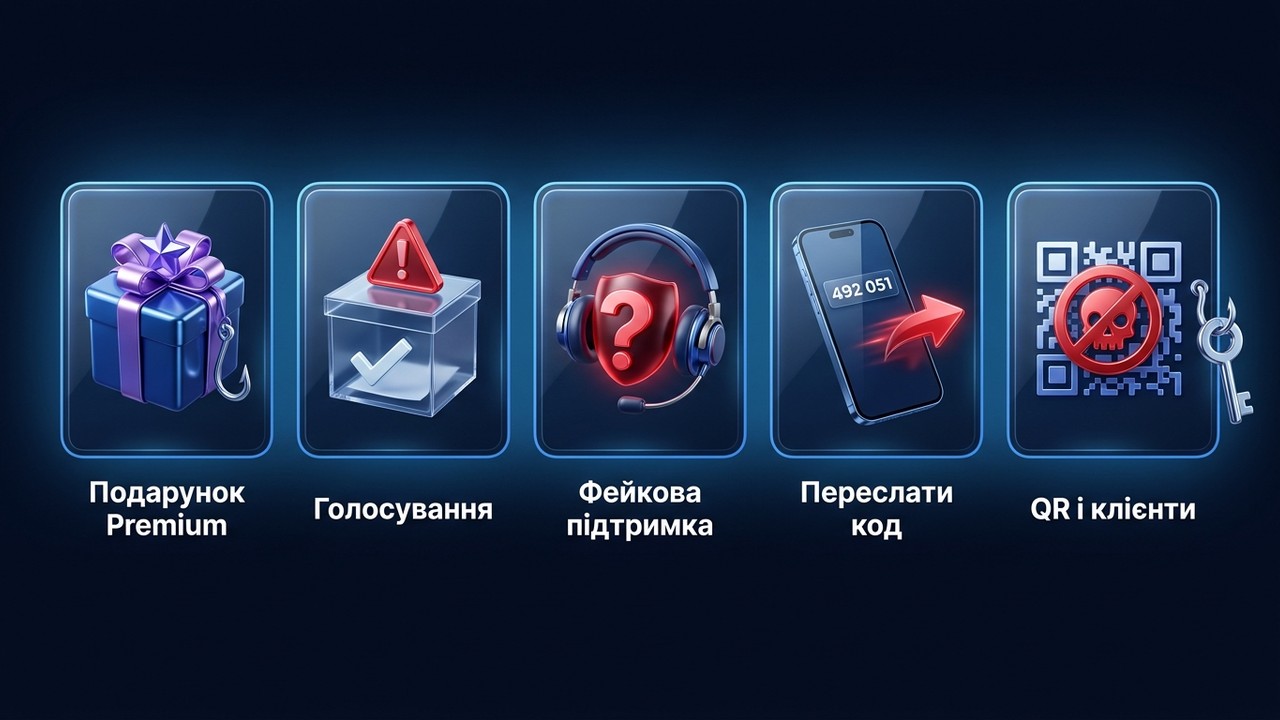 Як зламують тг: подарунок Premium, голосування, фейкова підтримка, код, QR