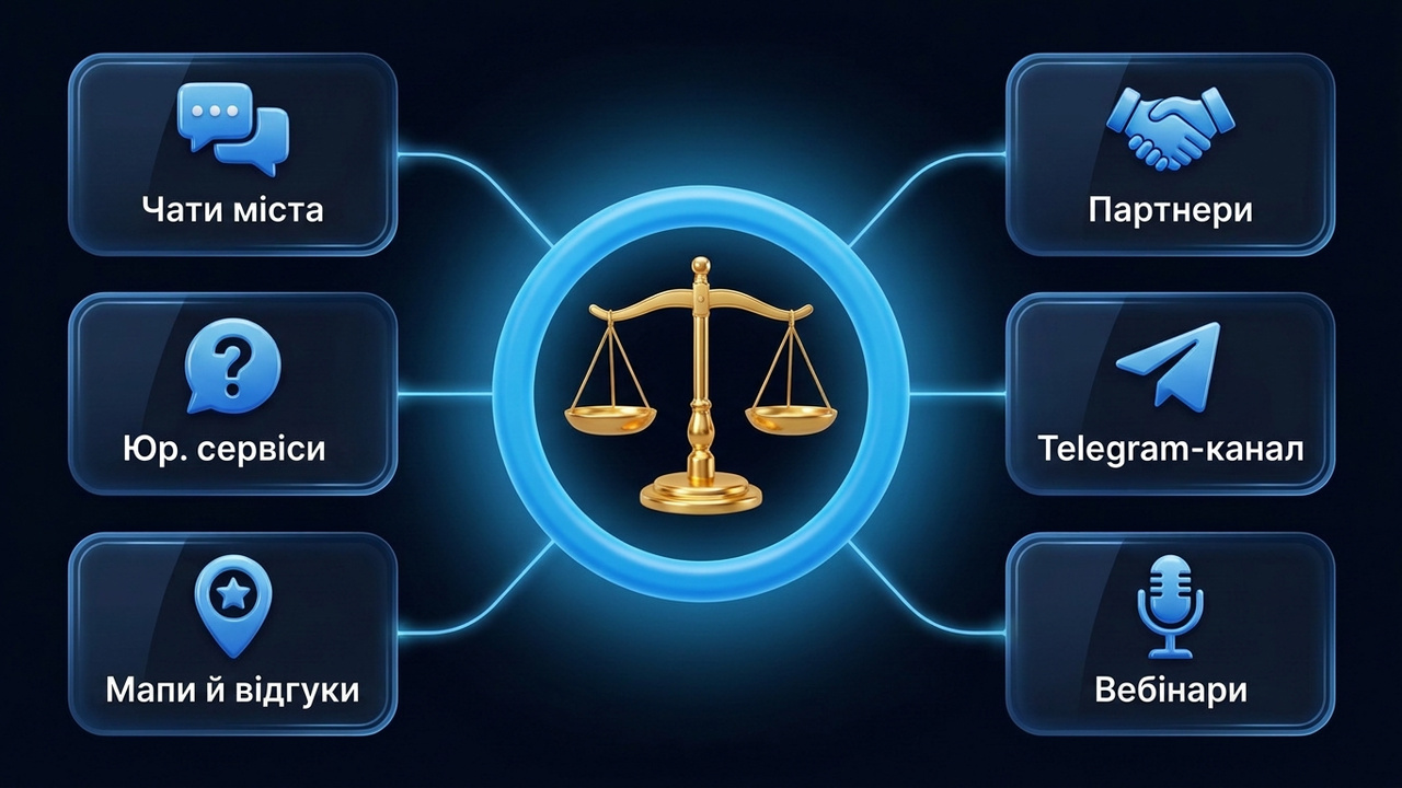 Як знайти клієнтів юристу: чати міста, юридичні сервіси, мапи, партнери, Telegram-канал і вебінари