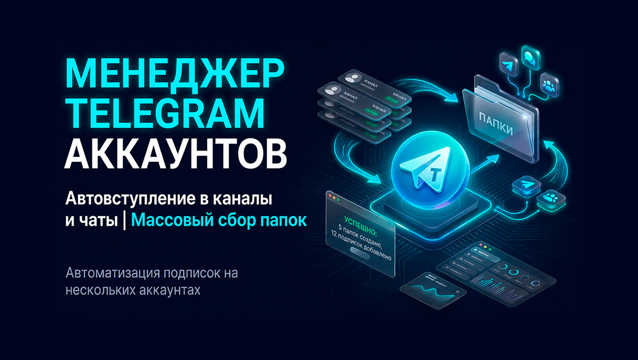 Менеджер телеграм аккаунтов: автоматическое вступление в каналы и чаты, сбор папок