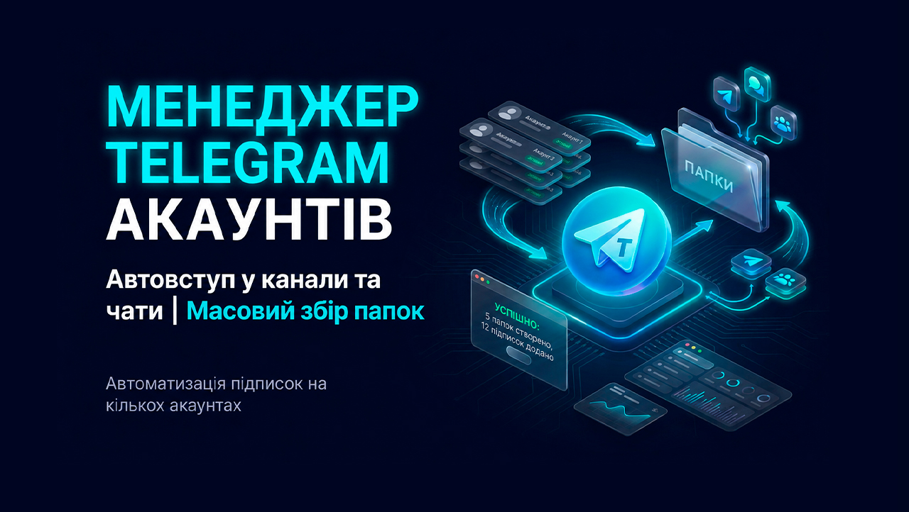 Менеджер телеграм акаунтів: автовступ у канали, чати та збір папок
