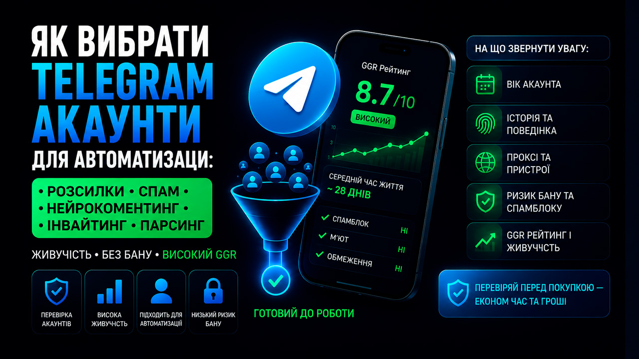 Як вибрати Telegram акаунти для автоматизації: рейтинг, потенціал і ризик бану