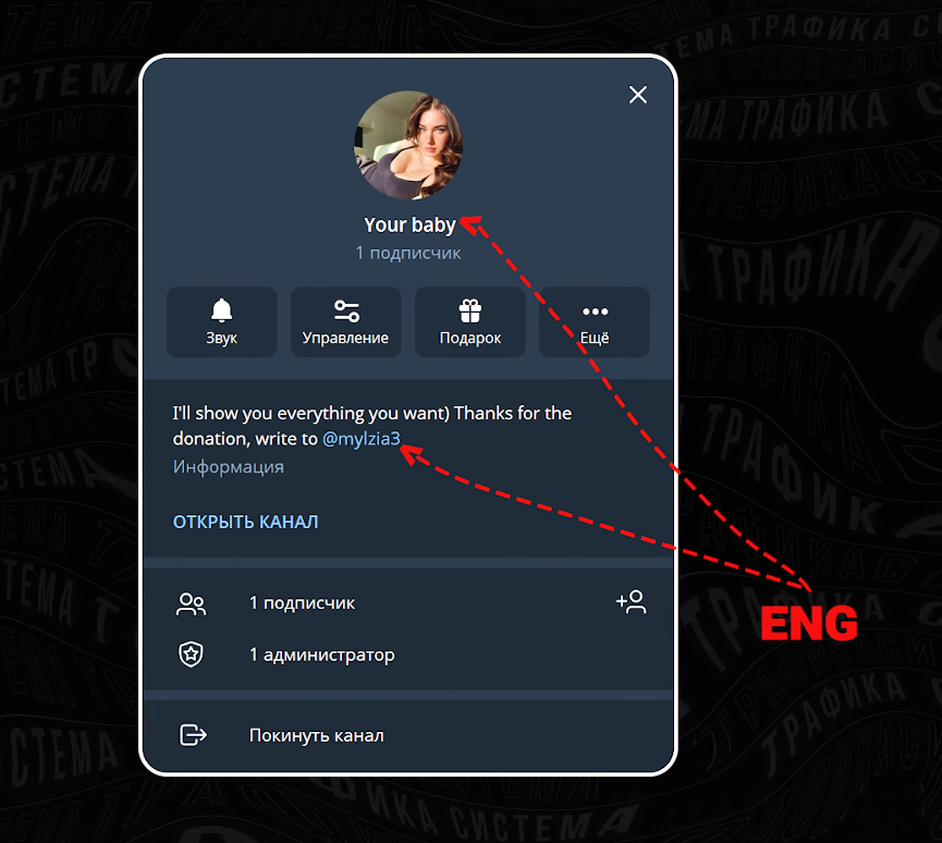 пример оформление телеграм профиля для нейрокомментинга