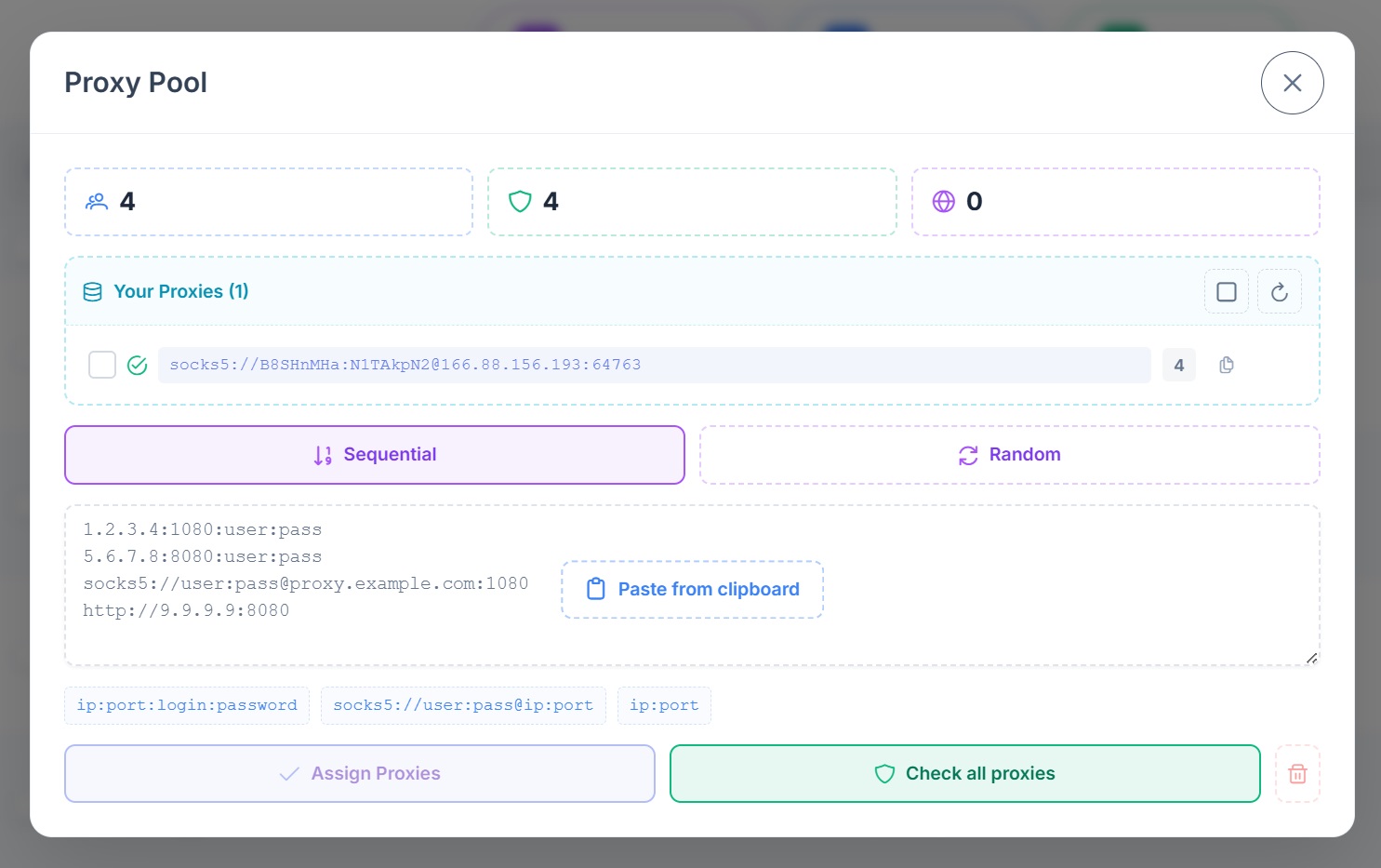 Bulk proxy assignment in Telegram